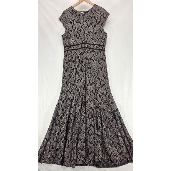 Nightway Lace Mermaid Gown Long Formal Dress Metallic Black MOB Glam Party 18W - Picture 2 of 16